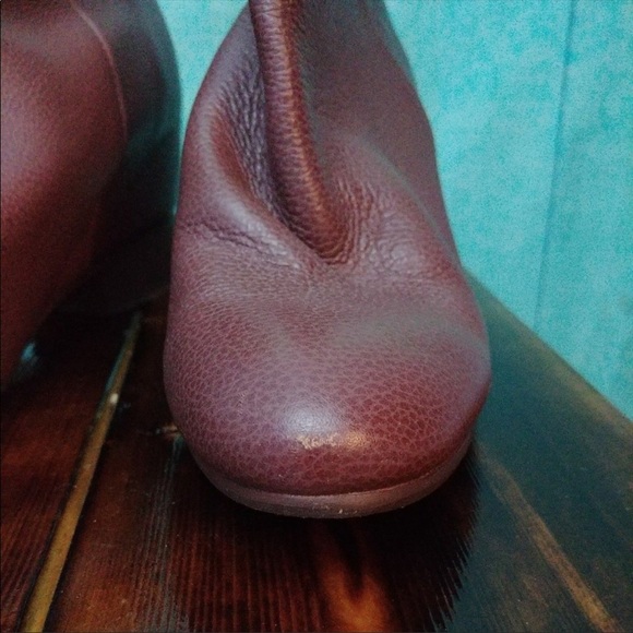 Zara western style brown leather heeled booties pull on pointed toe ankle boots - Picture 7 of 8